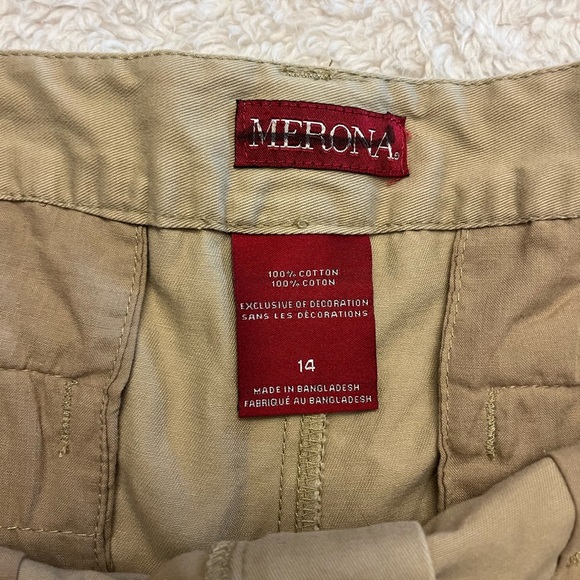 NWT Merona Khaki Short w/ Stripe Detail - Picture 2 of 5